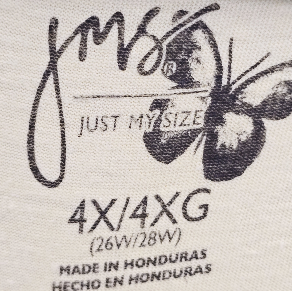 NWOT Just My Size Yellow V-Neck Tee with Blue, Green & Purple Floral Dragonfly - Picture 7 of 8